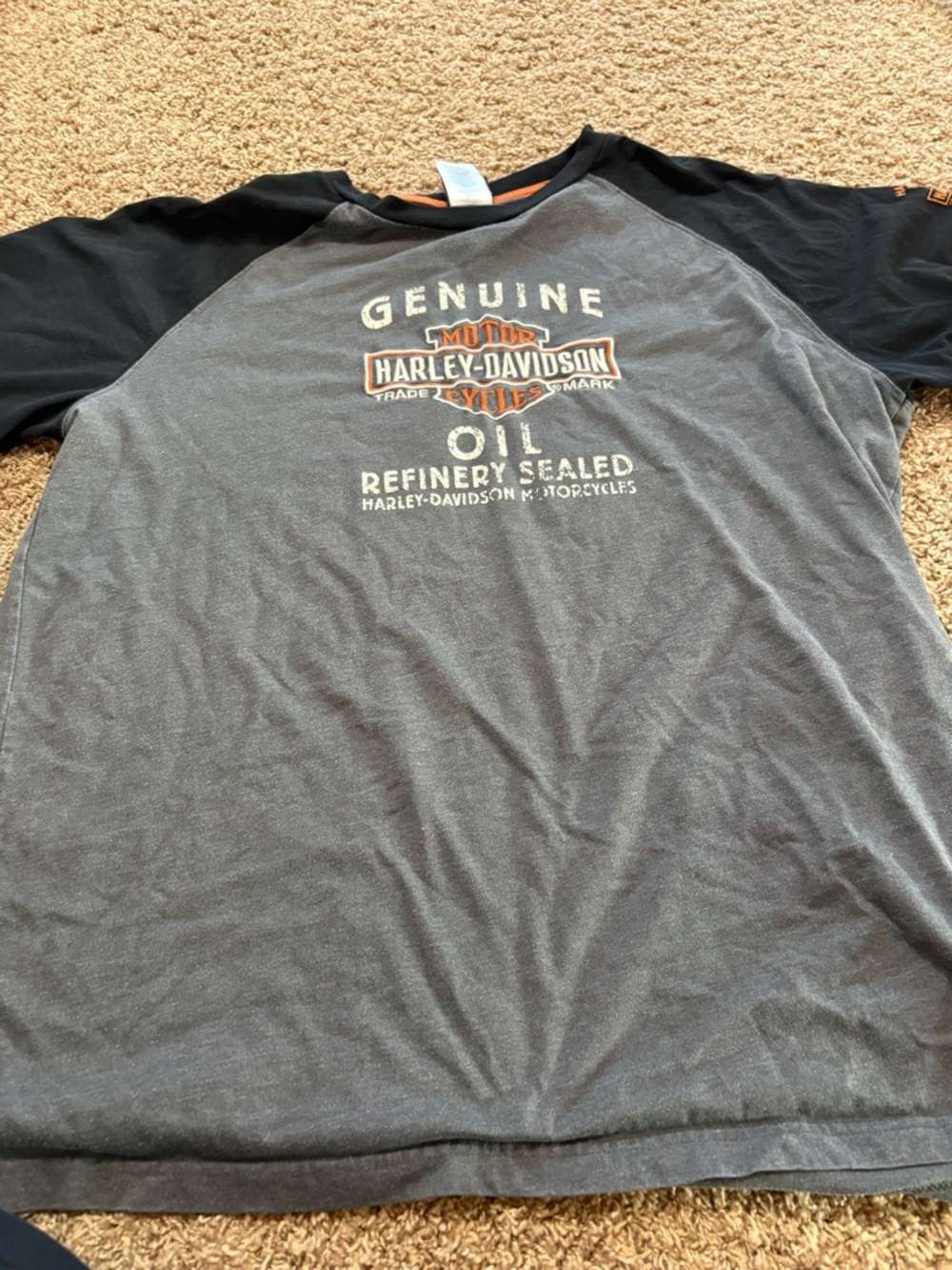 Harley-Davidson Black & Gray Raglan Short Sleeve Logo Tee